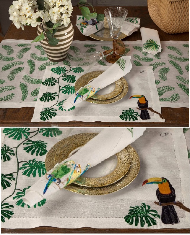 TABLE LINENS WITH EMBROIDERED